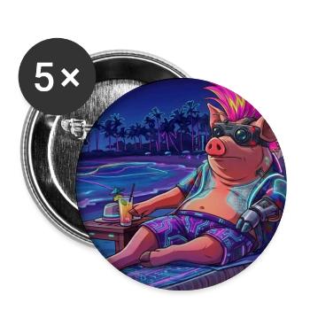 Cyberpig - Buttons groß 56 mm (5er Pack) - Weiß - Vorne