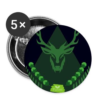 Forest spirit deer in triangle - Buttons large 2.2''/56 mm (5-pack) - white - Front