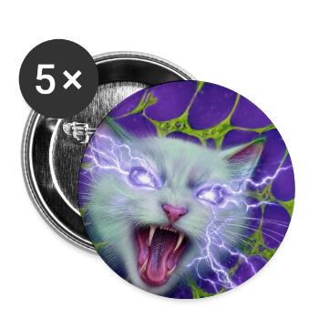 Neo cat - Lot de 5 grands badges (56 mm) - blanc - Devant