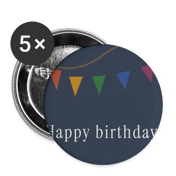 Joyeux anniversaire Banderoles colorées - Lot de 5 grands badges (56 mm) - blanc - Devant