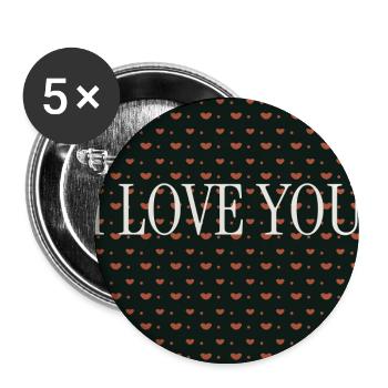 Ich liebe dich – Wiederholtes Herzenmuster - Buttons groß 56 mm (5er Pack) - Weiß - Vorne