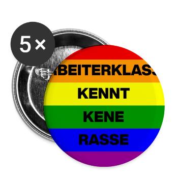 ARBEITERKLASSE KENNT KEINE RASSE, NIE WIEDER JETZT - Buttons groß 56 mm (5er Pack) - Weiß - Vorne