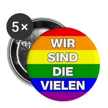 WIR SIND DIE VIELEN, DEMOKRATIE, NIE WIEDER NO AFD - Buttons groß 56 mm (5er Pack) - Weiß - Vorne