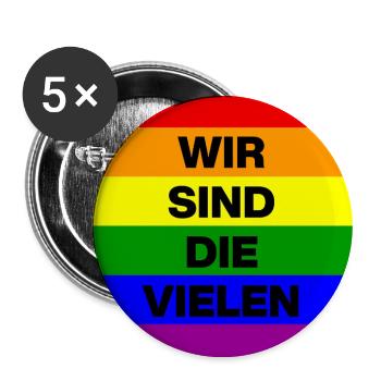 WIR SIND DIE VIELEN, DEMOKRATIE, NIE WIEDER NO AFD - Buttons groß 56 mm (5er Pack) - Weiß - Vorne