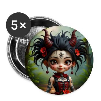 Gotisches Mädchen im Wald - Buttons groß 56 mm (5er Pack) - Weiß - Vorne