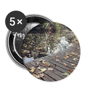Herbstpfad am Wasser - Buttons groß 56 mm (5er Pack) - Weiß - Vorne