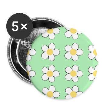 Pastell-Gänseblümchengitter - Buttons groß 56 mm (5er Pack) - Weiß - Vorne