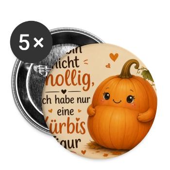 Kürbis Figur Humor Spruch - Buttons groß 56 mm (5er Pack) - Weiß - Vorne