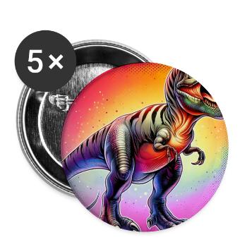 Dinosaurier - Buttons groß 56 mm (5er Pack) - Weiß - Vorne