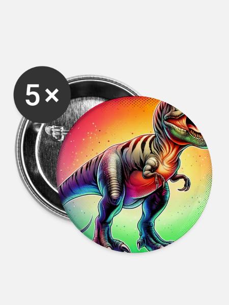 Dinosaurier - Buttons groß 56 mm (5er Pack) - Weiß