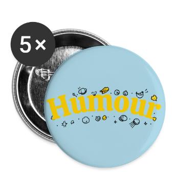 Gelber Humor in grooviger Schrift - Buttons groß 56 mm (5er Pack) - Weiß - Vorne