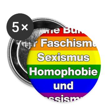 KEINE BÜHNE FÜR FASCHISMUS, HASS UND AUSGRENZUNG - Buttons groß 56 mm (5er Pack) - Weiß - Vorne