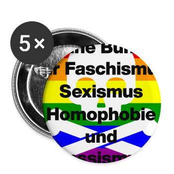 KEINE BÜHNE FÜR FASCHISMUS, HASS UND AUSGRENZUNG - Buttons groß 56 mm (5er Pack) - Weiß - Vorne