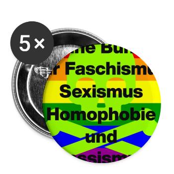 KEINE BÜHNE FÜR FASCHISMUS, HASS UND AUSGRENZUNG - Buttons groß 56 mm (5er Pack) - Weiß - Vorne