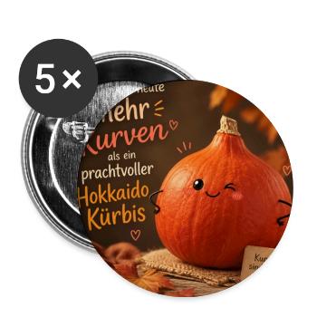 Mehr Kurven als Hokkaido ein Kürbis - Buttons groß 56 mm (5er Pack) - Weiß - Vorne