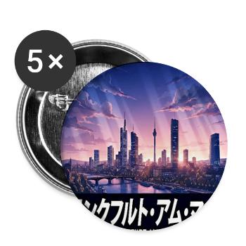 Frankfurt Anime Skyline Poster - Buttons groß 56 mm (5er Pack) - Weiß - Vorne