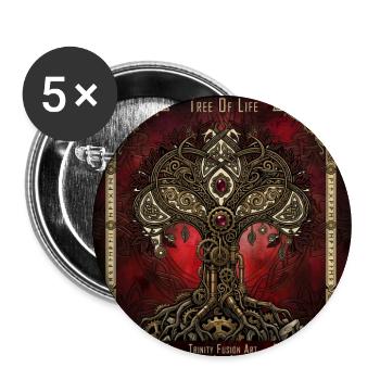 Steampunk Fusion Lebensbaum - Buttons groß 56 mm (5er Pack) - Weiß - Vorne