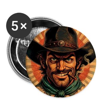 Porträt eines Cowboys im Retro-Stil - Buttons groß 56 mm (5er Pack) - Weiß - Vorne