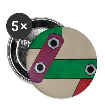 Geometrische Farbbande Popkunst - Buttons groß 56 mm (5er Pack) - Weiß - Vorne