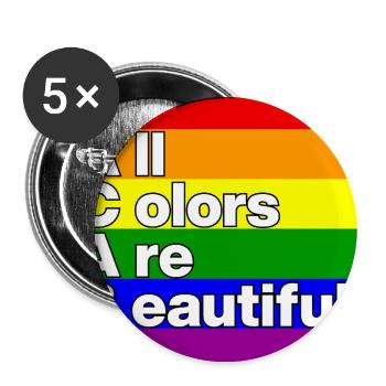 ACAB: ALL COLORS ARE BEAUTIFUL, PRIDE, LGBTQ+ - Buttons groß 56 mm (5er Pack) - Weiß - Vorne