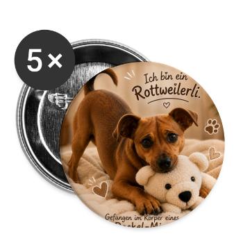 Rottweilerli Dackel-Mix Charm - Buttons groß 56 mm (5er Pack) - Weiß - Vorne