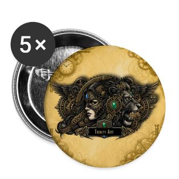 Steampunk-Löwin mit Juwelen - Buttons groß 56 mm (5er Pack) - Weiß - Vorne