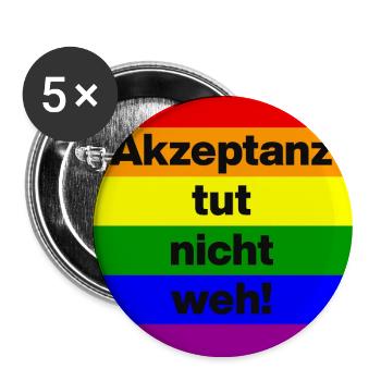 AKZEPTANZ TUT NICHT WEH, PRIDE, LGBTQ+, FRIEDEN - Buttons groß 56 mm (5er Pack) - Weiß - Vorne