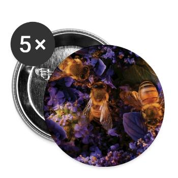 Bienen und Lavendel: Warme Blumen - Buttons groß 56 mm (5er Pack) - Weiß - Vorne