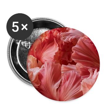 Intensive rosa Seidenblüten - Buttons groß 56 mm (5er Pack) - Weiß - Vorne