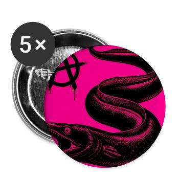 Anarchischer schwarzer Aal auf Neonpink - Buttons groß 56 mm (5er Pack) - Weiß - Vorne