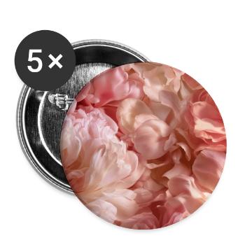 Blühende rosige Pfingstrosen - Buttons groß 56 mm (5er Pack) - Weiß - Vorne