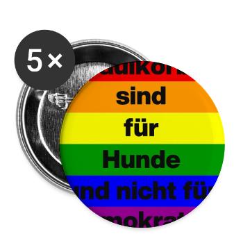 PRO MEINUNGSFREIHEIT, MAULKÖRBE SIND FÜR HUNDE - Buttons groß 56 mm (5er Pack) - Weiß - Vorne
