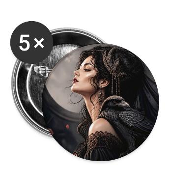 Frau mit einem Raben - Buttons groß 56 mm (5er Pack) - Weiß - Vorne