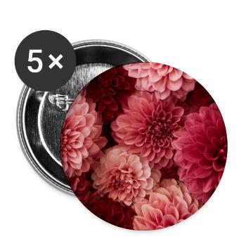 Romantische rote und rosa Dahlien - Buttons groß 56 mm (5er Pack) - Weiß - Vorne