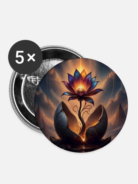 Blume - Buttons groß 56 mm (5er Pack) - Weiß
