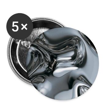 Abstraktes flüssiges Chrom - Buttons groß 56 mm (5er Pack) - Weiß - Vorne