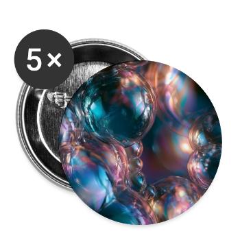 Irisierende metallische Blasen - Buttons groß 56 mm (5er Pack) - Weiß - Vorne