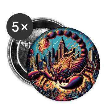 Skorpion Inferno - Buttons groß 56 mm (5er Pack) - Weiß - Vorne