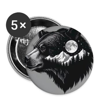 Grizzly Wildnis - Buttons groß 56 mm (5er Pack) - Weiß - Vorne