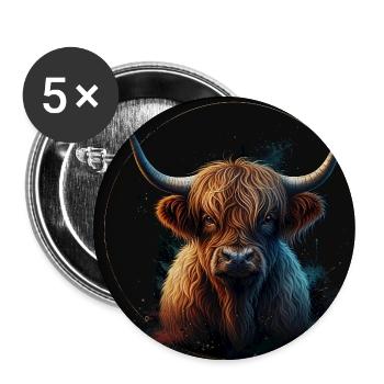 Highland Rind - Buttons groß 56 mm (5er Pack) - Weiß - Vorne