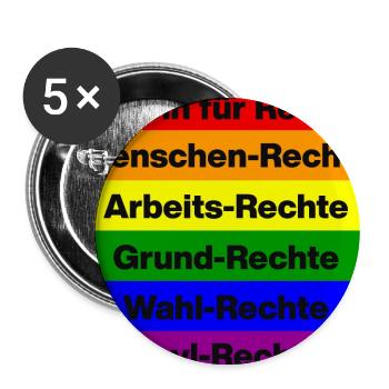 ICH BIN FÜR RECHTE! FÜR DEMOKRATIE, DEUTSCHLAND - Buttons groß 56 mm (5er Pack) - Weiß - Vorne