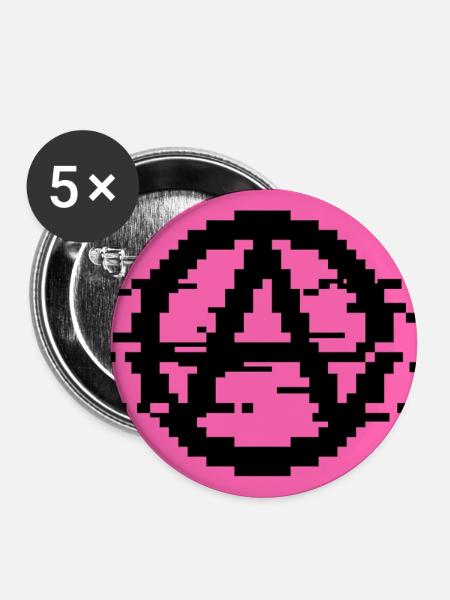 Glitch Anarchy – Pixel Punk Shirt - Buttons groß 56 mm (5er Pack) - Weiß