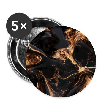 Schwarzer Marmor und flüssiges Gold - Buttons groß 56 mm (5er Pack) - Weiß - Vorne