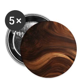 Dunkles Walnussholz mit fließenden Adern - Buttons groß 56 mm (5er Pack) - Weiß - Vorne