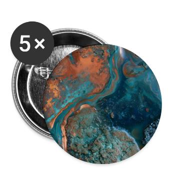 Türkismarmor und abstraktes Kupfer - Buttons groß 56 mm (5er Pack) - Weiß - Vorne