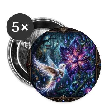 Verzauberter Steampunk-Kolibri - Buttons groß 56 mm (5er Pack) - Weiß - Vorne