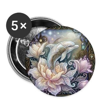 Verzauberter keltischer Delfin. - Buttons groß 56 mm (5er Pack) - Weiß - Vorne