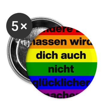 ANDERE ZU HASSEN MACHT DICH NICHT GLÜCKLICH NO AFD - Buttons groß 56 mm (5er Pack) - Weiß - Vorne