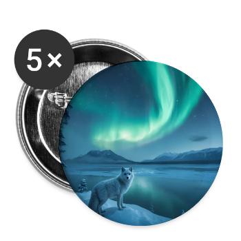 Arktische fox_ Nordlichter - Buttons groß 56 mm (5er Pack) - Weiß - Vorne