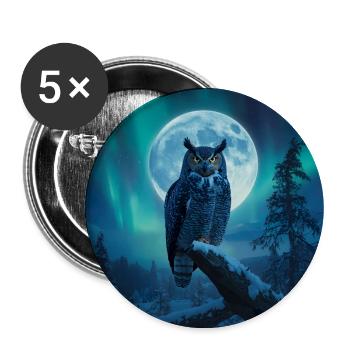 Horneule – Nordlichter - Buttons groß 56 mm (5er Pack) - Weiß - Vorne